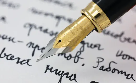 Macro view of a fountain pen nib